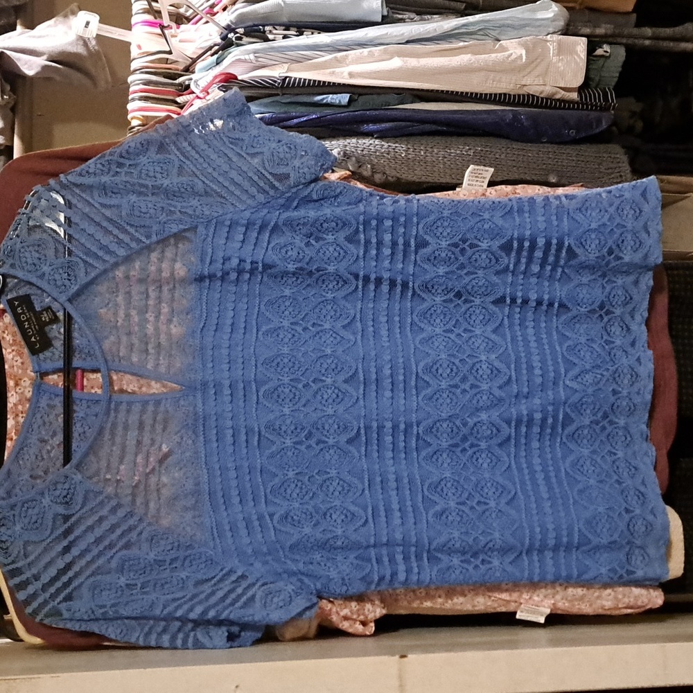 Blue lace blouse